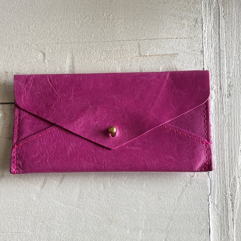 Meanwhile Back On The farm small batch, limited edition, fuchsia envelope wallet